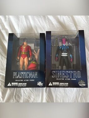 DC Direct Plastic Man & Sinestro Collector Action Figures - Red, Black, Pink